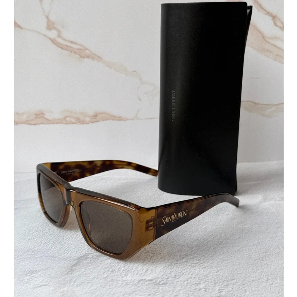 NEW Saint Laurent SL740 Brown Transparent Sunglasses